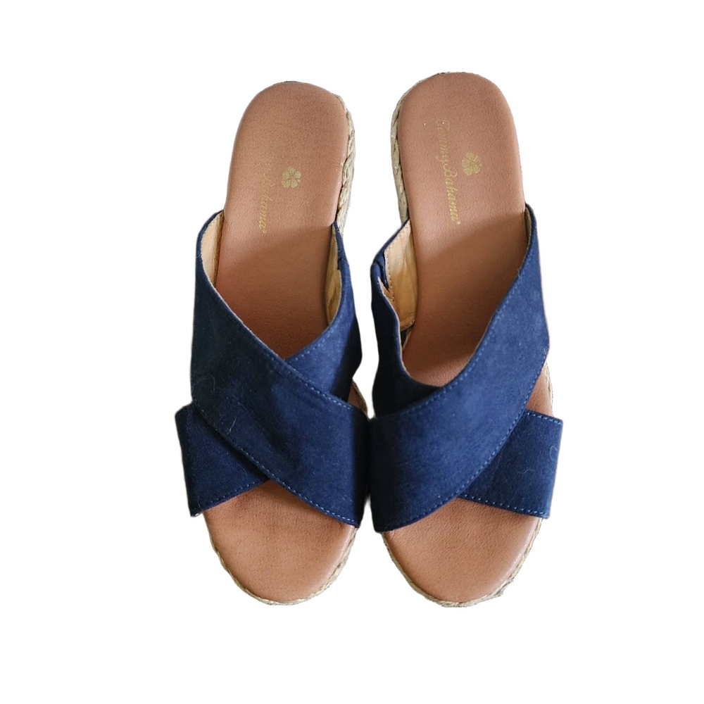 Tommy Bahama Sandals Womens Size US‎ 8 Navy Espadrille Cross Strap Coastal Chic